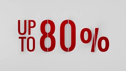 Red 80% off special offer on white background. Видео 266833035