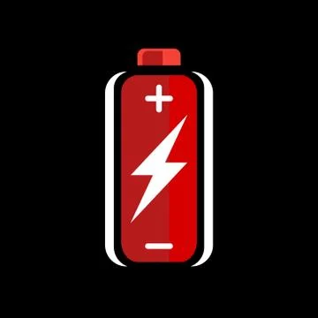 Red AA battery charge icon Stock Illustration