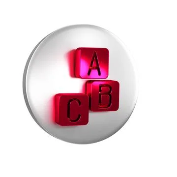 Red ABC blocks icon isolated on transparent background. Alphabet cubes with.. Stock Illustration