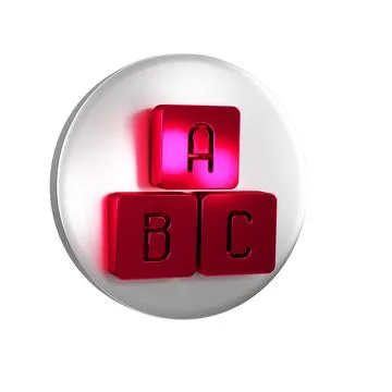 Red ABC blocks icon isolated on transparent background. Alphabet cubes with.. Stock Illustration