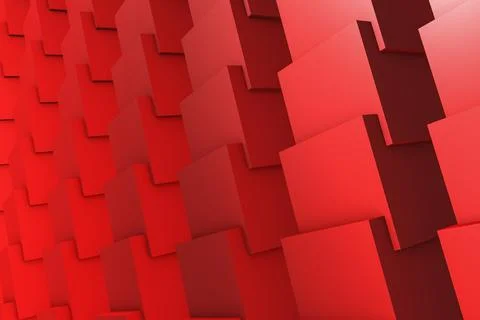 Red abstract 3D background of rectangular blocks 스톡 일러스트