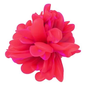 Red abstract 3D floral shape isolated on pure white background. Stock Illustration