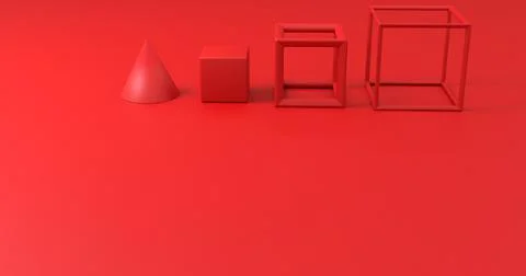 Red Abstract 3d rendering of geometric shapes. Illustrazione stock