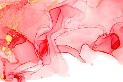 Red abstract alcohol ink pattern on white background. Stock Illustration