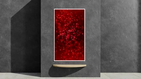 Red abstract animation on the background of gray walls. Mockup. Stock Footage 190454659