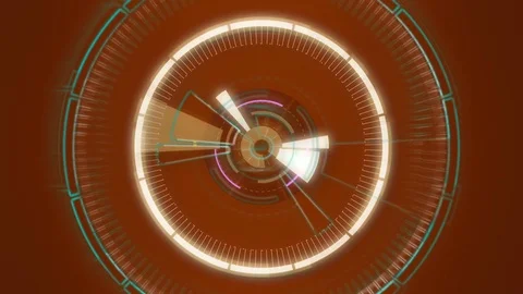 Red abstract animation hi-tech background  circles. Futuristic Sci-Fi HUD effect Vídeo Stock 79804351