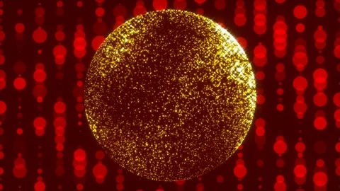 Red abstract background and gold sphere, loop Stock Footage 71788133