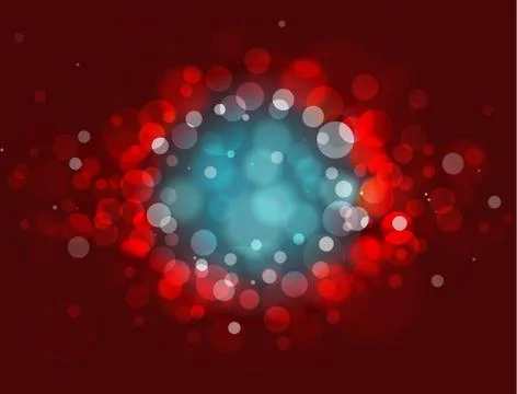 Red abstract background with blue center and colorful bokeh Stock Illustration