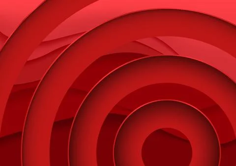 Red Abstract Background with Circular Layered Effect Stock Illustration