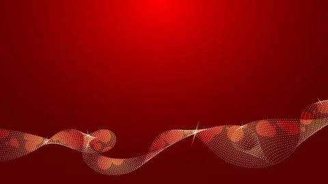 Red abstract background with curved lines and red bokeh Stock Illustration