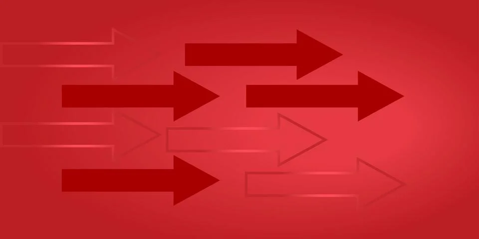 Red Abstract Background with Dynamic Moving Forward Arrows Stock Illustration