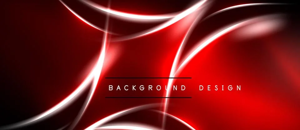 Red abstract background features flowing white lines. Modern design with text Stock Illustration