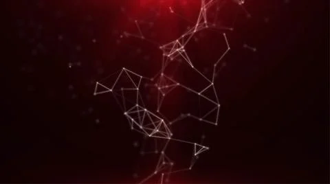 Red abstract background with floating dots and lines. Mockup. Stock Illustration