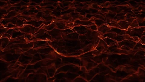 Red abstract background in the form of a wavy landscape of particles Stock Footage 205227858