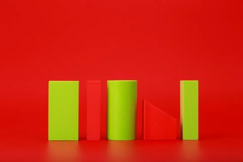 Red abstract background with geometric figures against red background with copy Foto stock