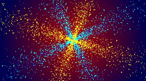 Red  abstract background, gold and blue particles , loop Stock Footage 54896642