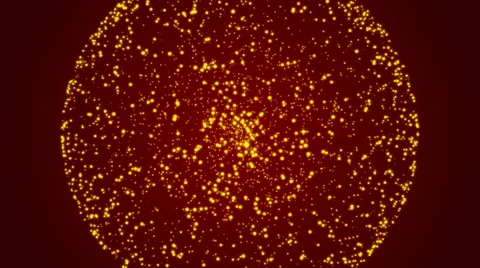 Red abstract background, gold particle, sphere, loop Stock Footage 51540652