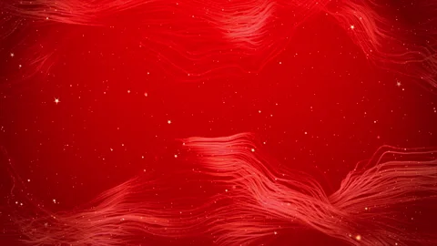 Red abstract background with golden line wave particles, bokeh, star dust. Stock Footage 142335357