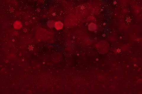 Red abstract background lights and snow flakes fly bokeh - texture Illustrazione stock