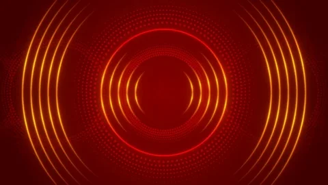 Red abstract background, motion gold circles and particles, loop Stock Footage 85418241