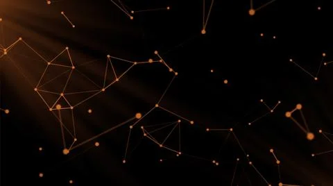 Red abstract background, plexus, technology concept. Motion. Connected dots and Stock Illustration