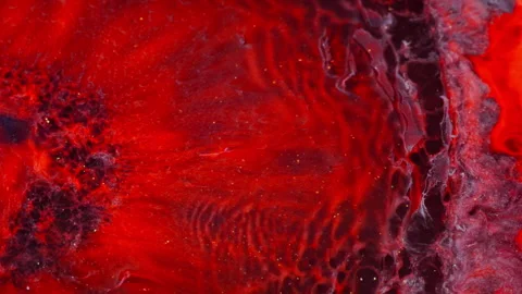 Red abstract backgrounds with organic forms made with colorful inks Vidéo 333893851