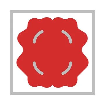 Red abstract blob shape with grey elements inside square frame Stock Illustration