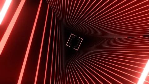 Red Abstract Changing Triangular Tunnel with Flashing Frames Background VJ L Stock Footage 344101033