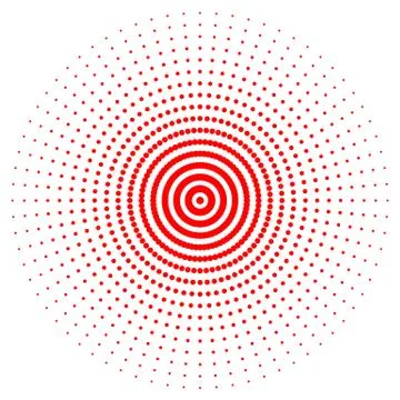 Red abstract circle with halftone dots effect. Vector illustration. Illustrazione stock