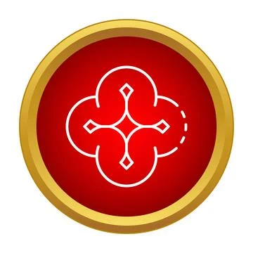 Red abstract circular icon logo with gold trim Stock Illustration