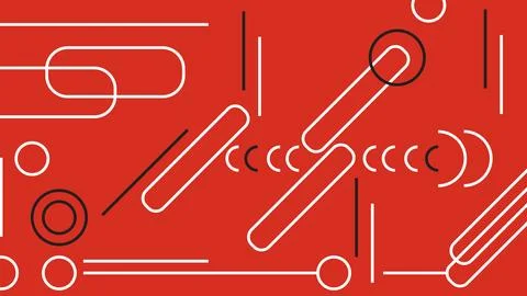 Red Abstract Composition with Lines Background Stock Illustration