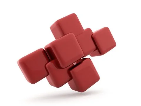 Red abstract cubes background isolated on white Stock Illustration