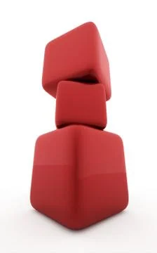 Red abstract cubes isolated on white background Stock Illustration