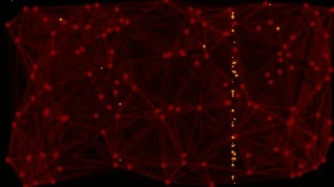 Red Abstract Data Network Visualization Background for Connectivity &amp; Tech Fl Stock Footage 336887398
