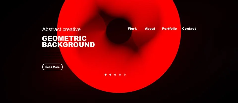 Red abstract design features geometric shapes, text elements, navigation op.. Illustrazione stock