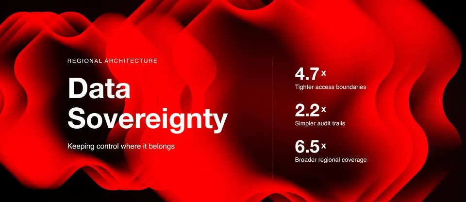 Red abstract design highlights data sovereignty concept. Numbers indicate 스톡 일러스트