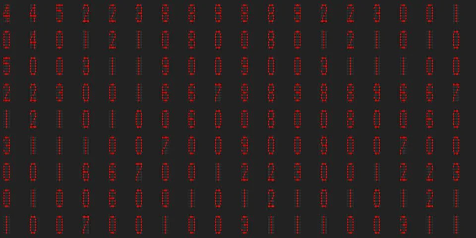Red abstract display digit pattern. Electronic Numbers Background. Cyberspa.. Illustrazione stock