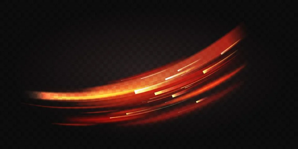 Red abstract effect, curve shape neon speed motion, bright glow of energy lines Stock Illustration