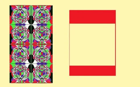 Red Abstract Floral Panel Pattern with Text Box Stock Illustration
