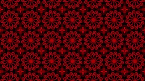 Red Abstract Floral Pattern and Mandala Kaleidoscope on Dark Background Stock Footage 334058177