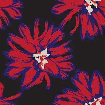 Red Abstract Floral Seamless Pattern Design Illustrazione stock