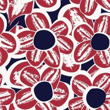 Red Abstract Floral Seamless Pattern Design Illustrazione stock