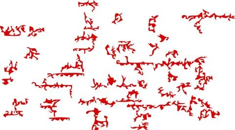 Red abstract fluid shape elements, Isolated graphic pattern on white, Decorat Stock Illustration