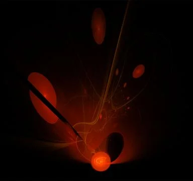 Red abstract fractal pattern on black background, wallpaper, design Stock Illustration