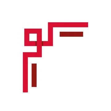 Red abstract geometric corner frame border design Illustrazione stock