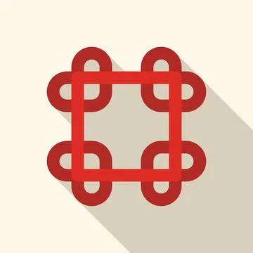 Red abstract geometric shape creating frame with long shadow Stock Illustration