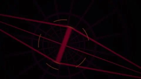 Red Abstract Geometric Shape Rotating With Digital Data Interface. Stock Footage 334538026
