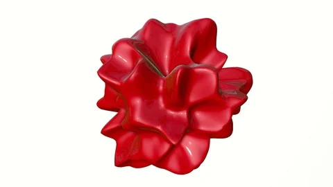 Red abstract glossy shape slowly deformed on a white background. 3D rendering Stock Footage 95071007