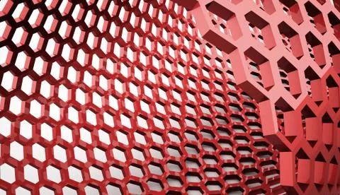 Red abstract hexagonal background rendered 스톡 일러스트