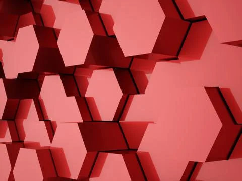 Red abstract hexagonal background rendered Stock Illustration